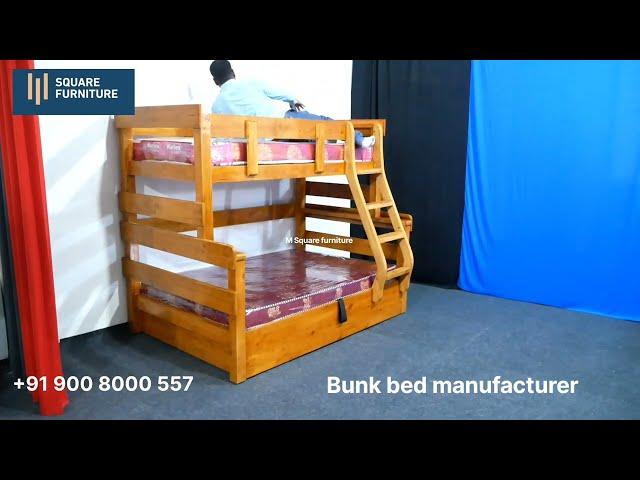 Wooden bunk bed with hydraulic storage | Bunk bed manufacturer |