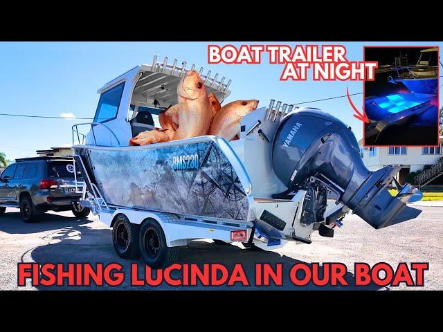 SEE OUR BOAT TRAILER AT NIGHT!  FISHING IN OUR BOAT OFF LUCINDA!