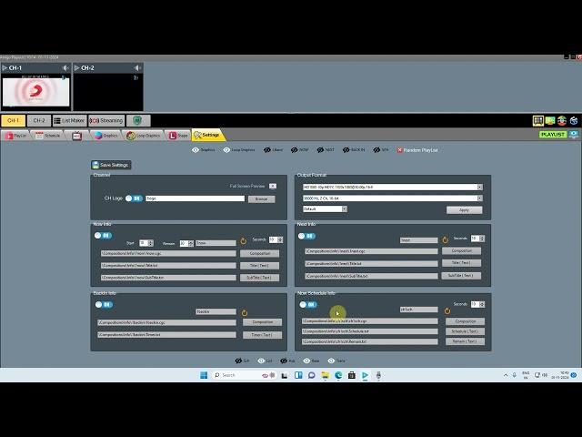 Channel Settings (Logo , Now , Next , Backin , Schedule Info) (Amigo Playout 1-8 Channel Playout)