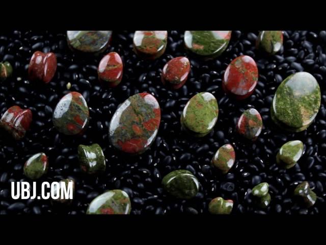 Unakite Teardrop Stone Plugs (2G - 1 & 1/4" Inch) | UBJ.com