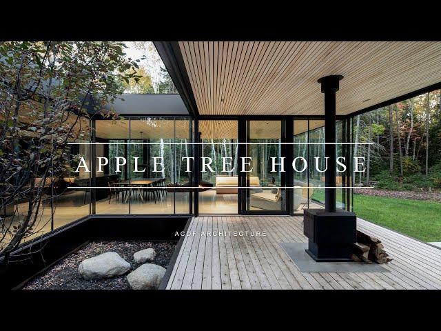 Glass Wrapped House Design Around Apple Tree Courtyard With Views Of The Surrounding Forest