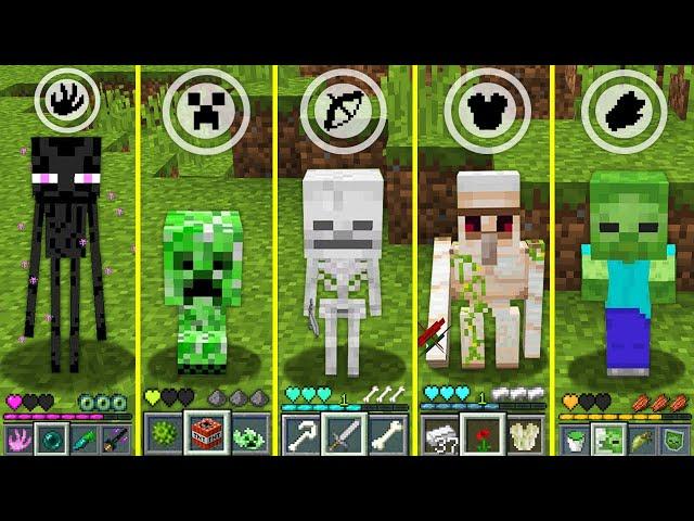 Minecraft HOW TO PLAY BABY ZOMBIE ENDERMAN CREEPER SKELETON GOLEM