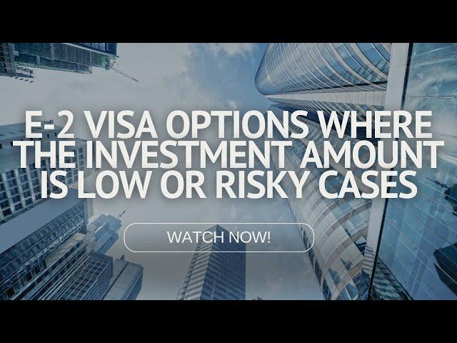 E-2 Visa Options where the Investment Amount is Low or Risky Cases