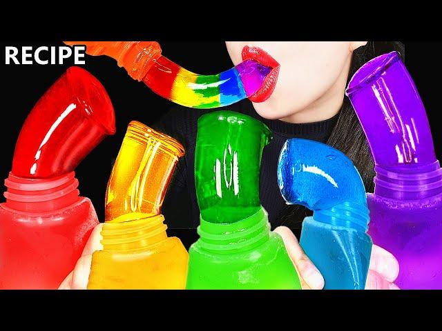 ASMR RAINBOW HONEY JELLY RECIPE + EATING SOUNDS, 무지개 꿀젤리 먹방 Abbey ASMR, 먹방 핫 아이템 꿀젤리 만들기 SUPER EASY