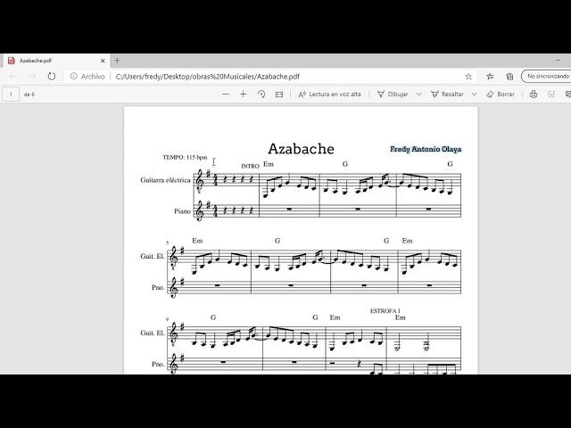 partitura para registrar y registro de derecho de autor