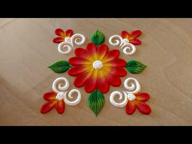 simple rangoli design|| Beginners rangoli design|| Rangoli by kalai