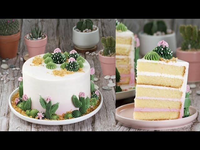 The Sweet Cactus Cream Cheese Cake | Unique Tropical Cake Decorating Ideas