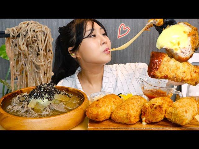 ENG) Cheese pork cutlets with momil cold noodle MUKBANG real sound asmr