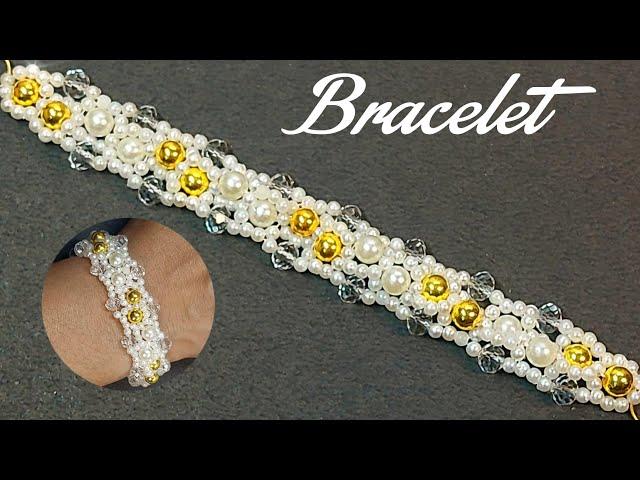 CLEAR CRYSTAL BRACELET  #0485  | HANDMADE JEWELLERY DESIGN | HOW TO MAKE BRACELET AT HOME