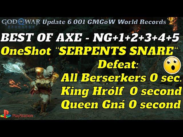 God of War Ragnarök: World RecordsAxe🪓OneShot All Berserkers +Hrólf +Gná / Best from NG+1+2+3+4+5