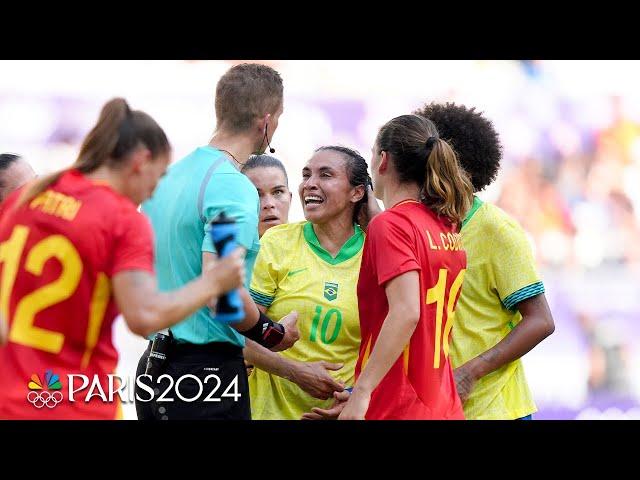 Marta receives red card in potential last match for Brazil | Paris Olympics | NBC Sports