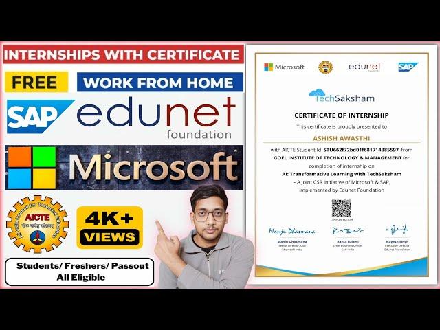 Microsoft SAP Online Internship with Certificate 2024 | Work From Home | No exam No fees #internship