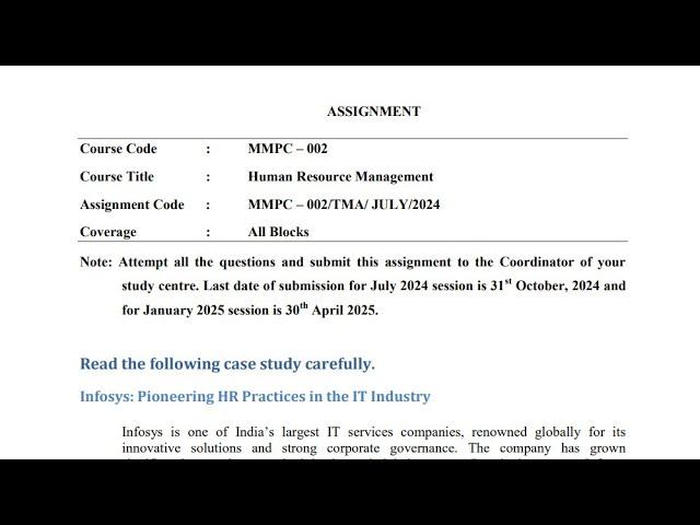 IGNOU MMPC-002 Solved Assignment July 2024 Jan 2025 [FREE] || IGNOU MBA || Human Resource Management