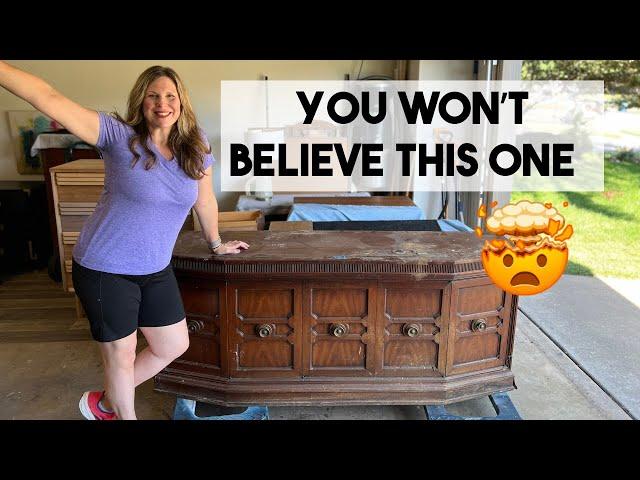 $7.41 Extreme Auction Flip Makeover - This top was SO damaged | #furnitureflip #furnituremakeover