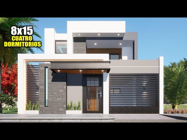 CASA CON FACHADA MODERNA 8X15 - CUATRO DORMITORIOS (RVL CASAS 2023)