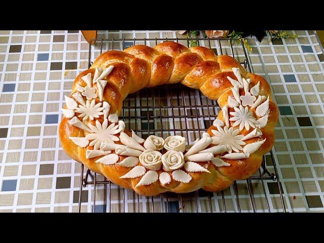 Super Soft And Extremely Delicious Bread Wreath | How To Make A Floral Bread Wreath | Milky Bread