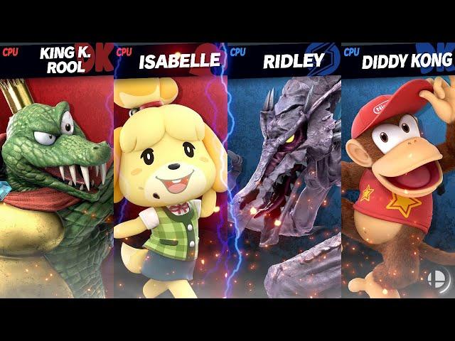 Team Smash for Glory: King K. Rool & Isabelle vs. Ridley & Diddy Kong