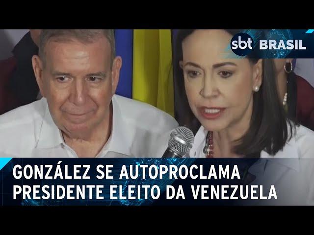 Edmundo González se autoproclama presidente eleito da Venezuela | SBT Brasil (05/08/24)