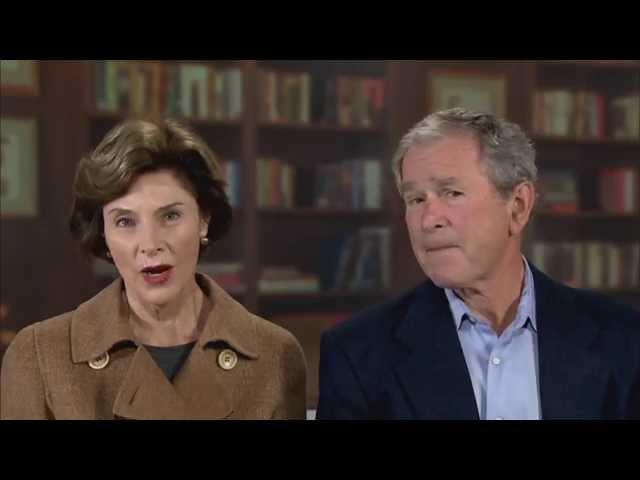 Laura and George Bush congratulate Katharine Armstrong