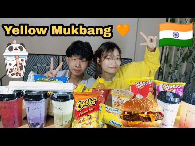 Yellow Mukbang With @JuC__& @Benjamins Burger  | Naga Mukbang|