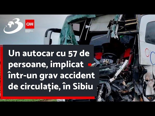 Un autocar cu 57 de persoane, implicat într-un grav accident de circulație, în Sibiu