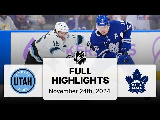 NHL Highlights | Utah Hockey Club vs. Maple Leafs | November 24, 2024