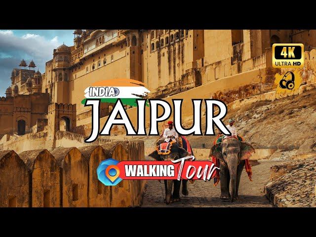 Exploring Jaipur [India ] 4K Walking Tour | Amber Fort and Pink City Tour