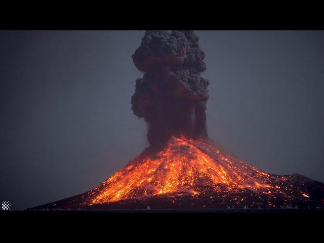 Incredible Krakatoa volcano eruptions at night | anak krakatau 2018