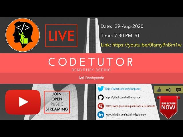 #Codetutor #demystifycoding #AnilVDeshpande - 15k Sub Celebration | General Interaction