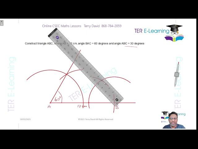 CSEC Maths - Constructing a triangle given two angles and one side (Terry David)