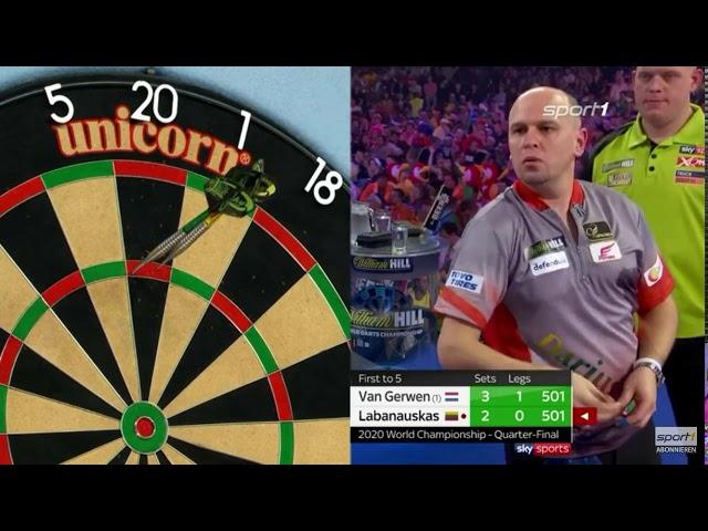 MICHAEL VAN GERWEN VS DARIUS LABANAUSKAS 9 DARTER ATTEMPT (WC 2020)