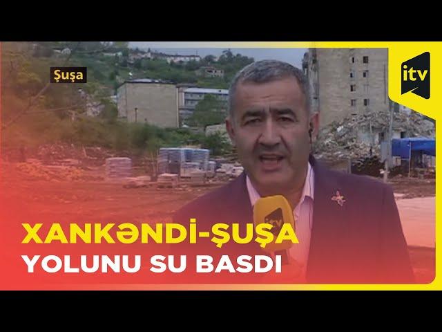 Xankəndidə yağış və dolu yağdı, avtomobillərə ziyan dəydi