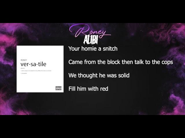 Roney - Alibi (Lyrics Video)