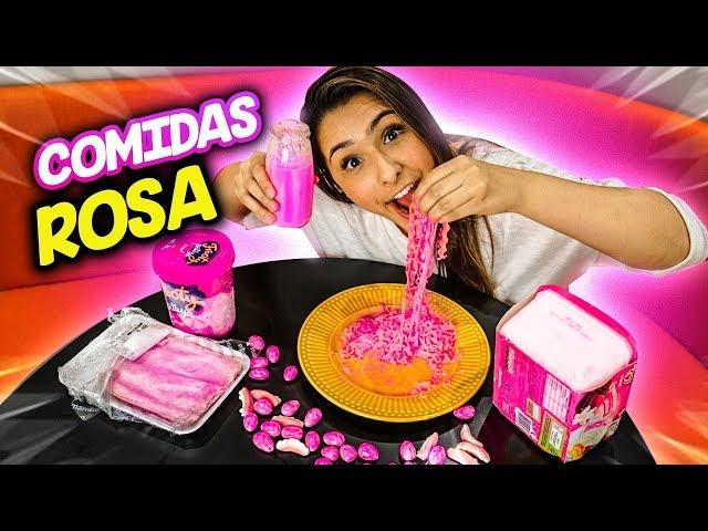 24 HORAS COMENDO COMIDAS DE COR ROSA!