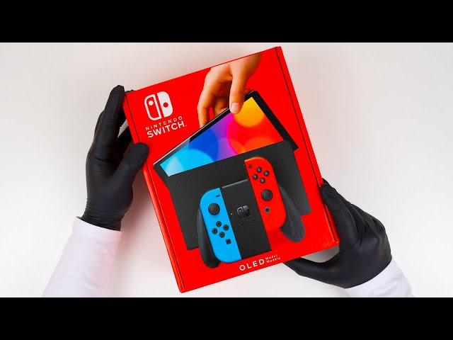 Nintendo Switch OLED Model Neon Blue / Neon Red Unboxing - ASMR