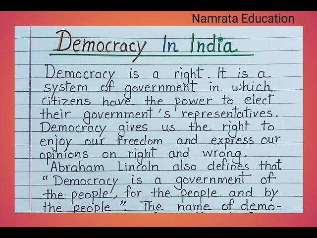 Essay on Democracy in India // How to write essay on Democracy // Democracy English essay writing