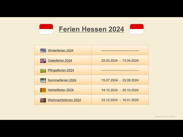 Ferien Hessen 2024