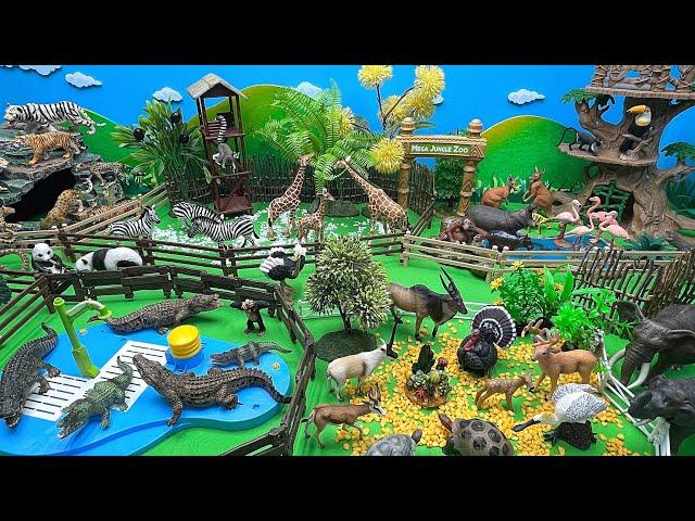 DIY Mega Jungle Zoo Animals | elephants Giraffe Crocodile Panda Flamingo
