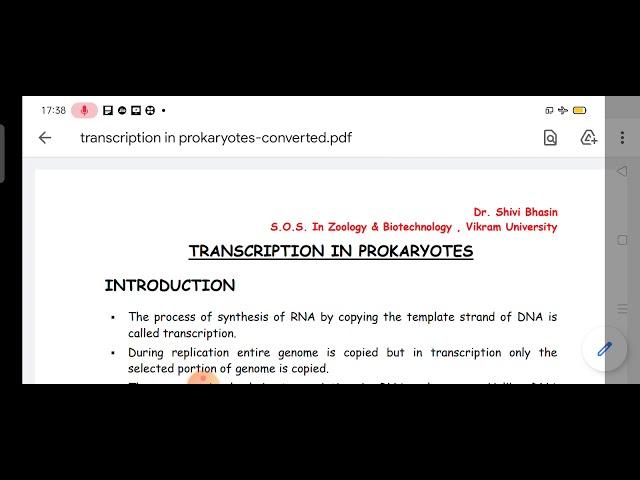 Transcription in Prokaryotes