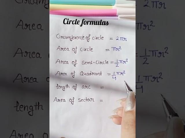 #Circle Basic formulas  #Basic Math #YouTube Shorts