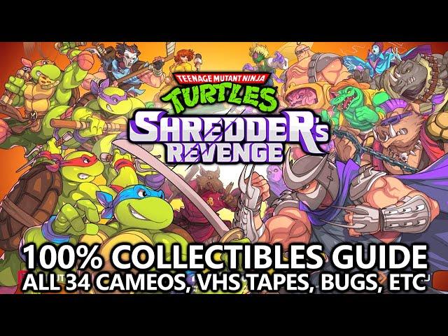 TMNT Shredder's Revenge - 100% Collectibles Guide - All 34 Cameos, VHS Tapes, Bugs, Shards, etc