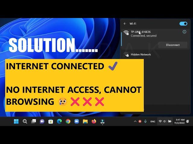 Internet WIFI Connected Secured, But No Internet Access Tidak Bisa Browsing