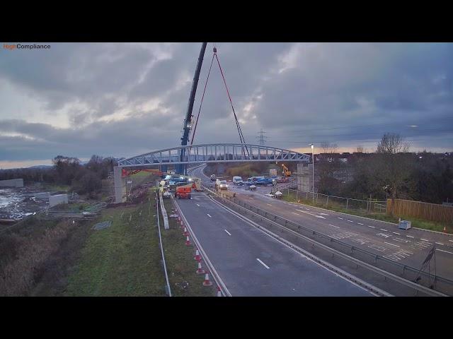 Broomhall Way Footbridge: watch time-lapse footage of the new bridge being lifted into place