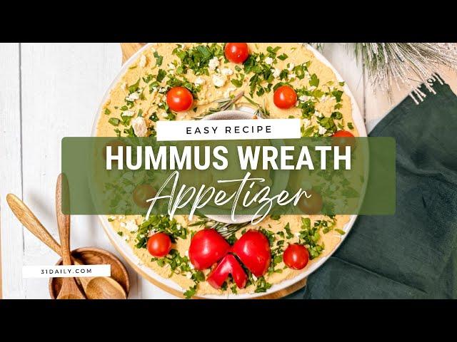 Christmas Hummus Wreath Appetizer