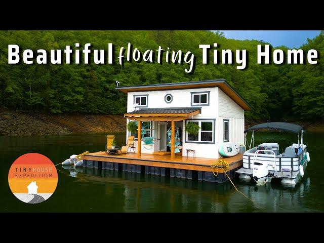 They live full-time in DIY Floating Tiny House - off grid & lovely!