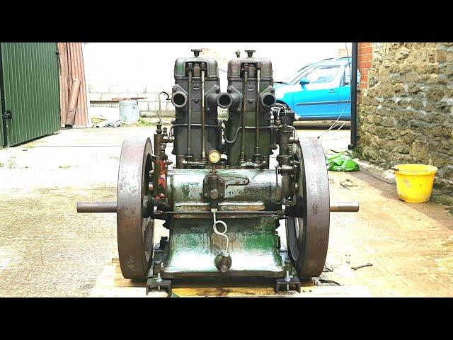 Lister CS 10/2 original twin stationary engine first start in many years