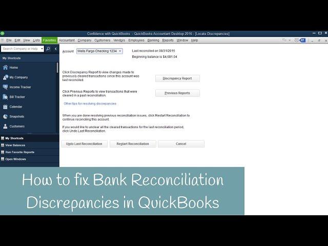 How to fix Bank Reconciliation Discrepancies, Beginning balance is off in QuickBooks