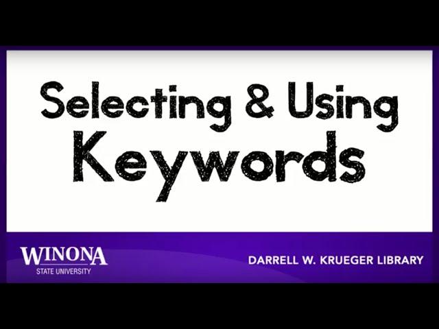 Selecting & Using Keywords