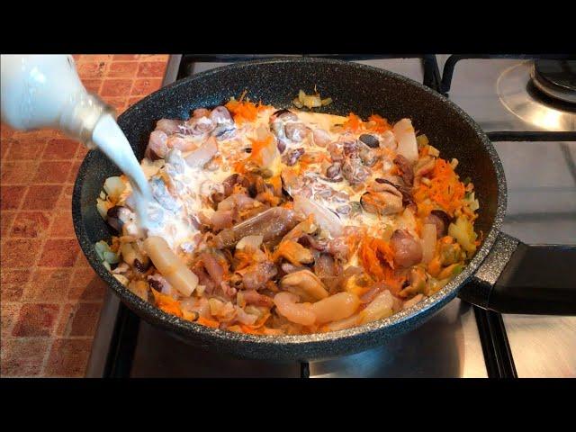 Морской КОКТЕЙЛЬ в сливочном соусе, Очень ВКУСНО и БЫСТРО, Морепродукты