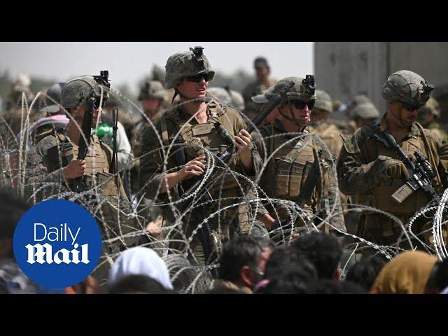 Crowds gather in chaos outside of Kabul airport